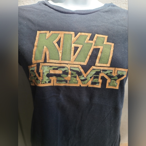 Vintage Vinyl Kiss ARMY black & cammo t-shirt szL/M - Picture 3 of 4